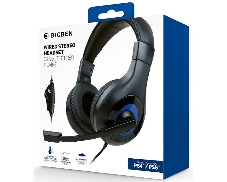 BIGBEN WIRED STEREO HEADSET (NEGRO/AZUL) (PS4)