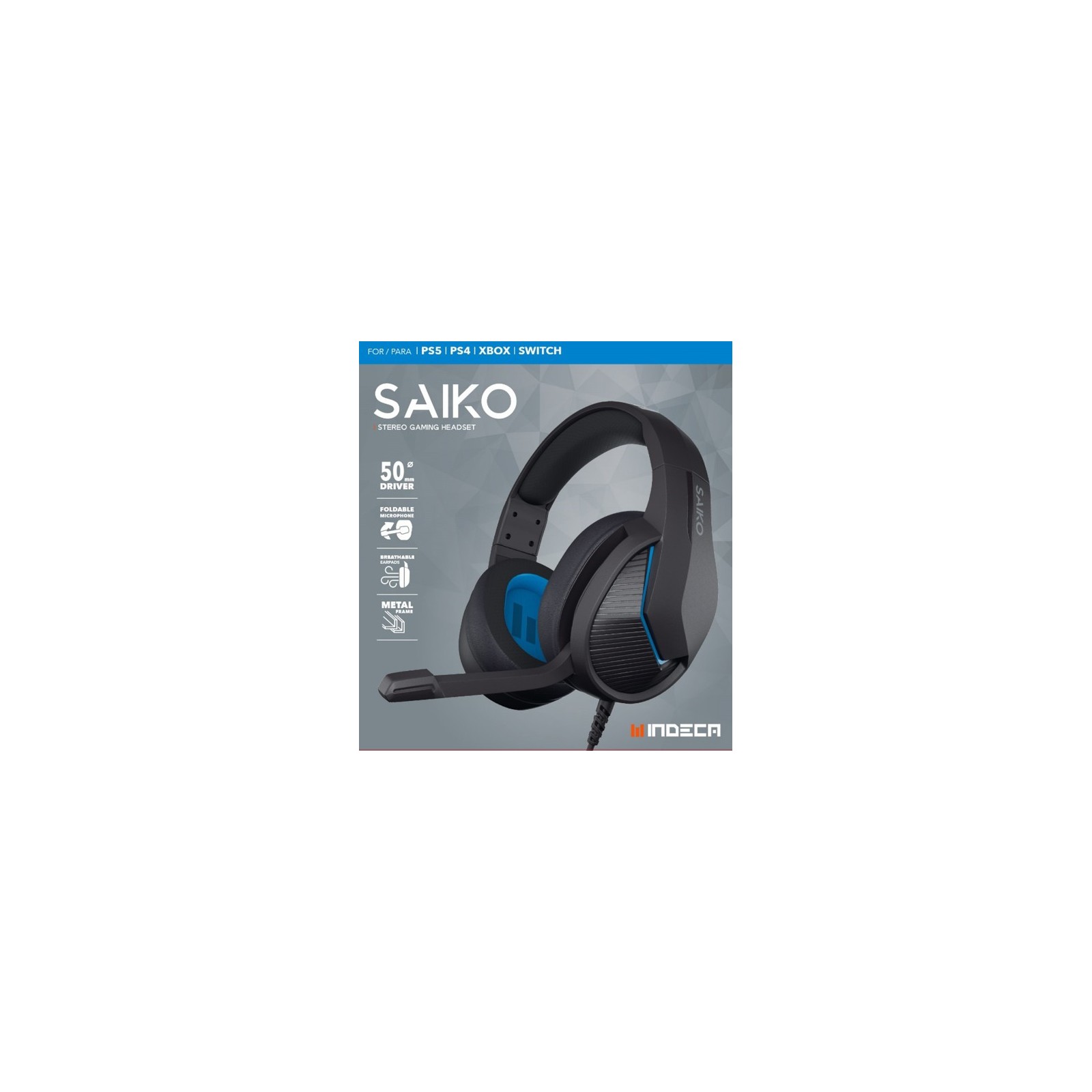 INDECA STEREO GAMING HEADSET SAIKO BLACK (NEGRO) (PS4/XBOX/SWITCH)