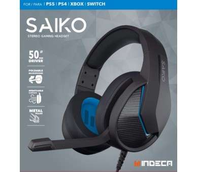 INDECA STEREO GAMING HEADSET SAIKO BLACK (NEGRO) (PS4/XBOX/SWITCH)