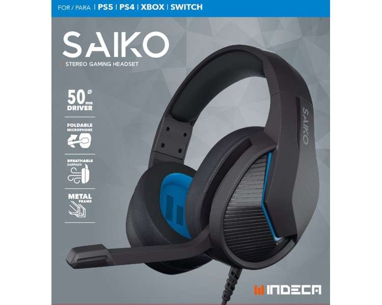 INDECA STEREO GAMING HEADSET SAIKO BLACK (NEGRO) (PS4/XBOX/SWITCH)