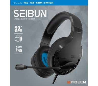 INDECA STEREO GAMING HEADSET SEIBUN BLACK (NEGRO) (PS4/XBOX/SWITCH)