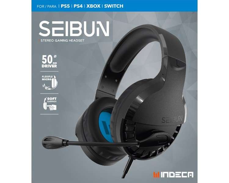 INDECA STEREO GAMING HEADSET SEIBUN BLACK (NEGRO) (PS4/XBOX/SWITCH)