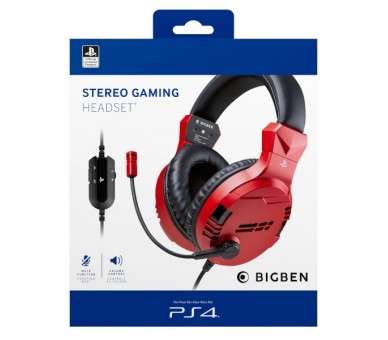 BIGBEN STEREO GAMING HEADSET ROJO (PS4) (OFFICIAL)