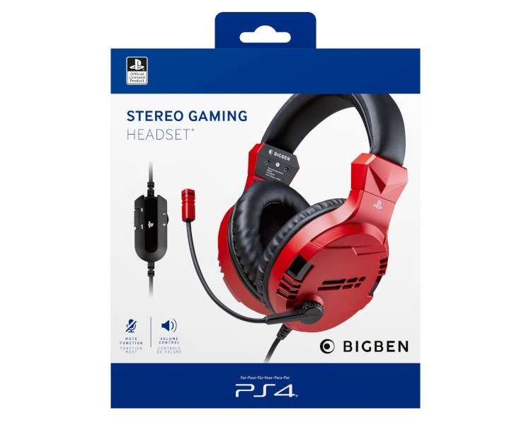 BIGBEN STEREO GAMING HEADSET ROJO (PS4) (OFFICIAL)