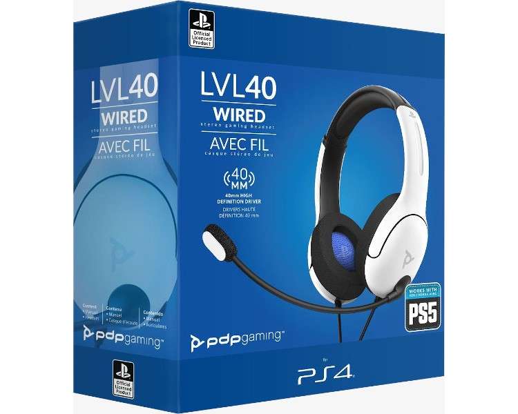 PDP LVL 40 WIRED STEREO GAMING HEADSET WHITE (BLANCO) (PS5/PS4)