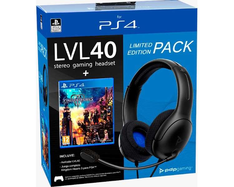 PDP LVL 40 WIRED STEREO GAMING HEADSET BLACK (NEGRO) + KINGDOM HEARTS III (PS5/PS4)