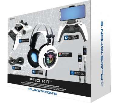 BIONIK PRO KIT 5 EN 1 (HEADSET+BASE DE CARGA DOBLE+SOPORTE MOVIL+CABLE DE CARGA 3M+CABLE EXTENSIBLE)