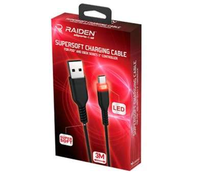 RAIDEN SUPERSOFT CHARGING CABLE LED (3M) (PX5/XBX/SWITCH)