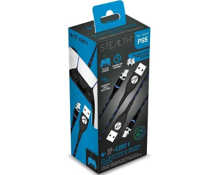 STEALTH TWIN MAGNETIC PLAY & CHARGE 2 CABLES (3 M)