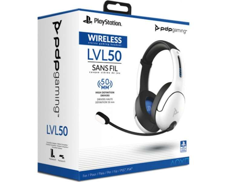 PDP WIRELESS STEREO HEADSET LVL50 WHITE CON MICROFONO FLEXIBLE (BLANCO) (PS4)