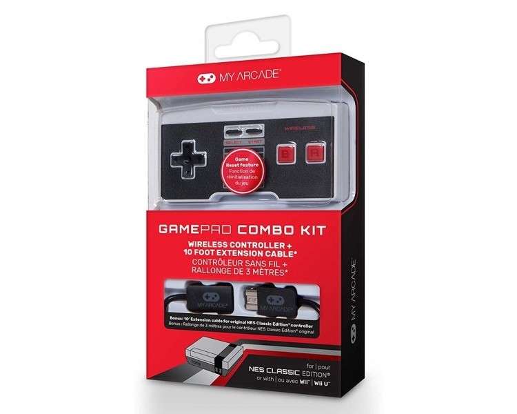 MY ARCADE GAMEPAD COMBO KIT (WIRELESS GAMEPAD + ENTENDER CABLE) (NES/Wii/Wii U)