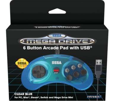 RETRO-BIT SEGA MEGA DRIVE MINI 6-B USB AZUL (PC/MAC/STEAM/SWITCH/MG)