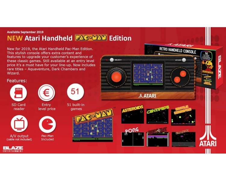 BLAZE ATARI RETRO HANDHELD PACMAN EDITION (60 JUEGOS)