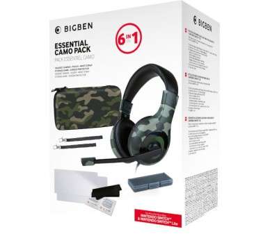 BIGBEN ESSENTIAL PACK 6 IN 1 CAMO (FUNDA/2 PROTEC PANTALLA/HEADSET/CAJA JUEGOS/2 CORREAS) (LITE/OLED