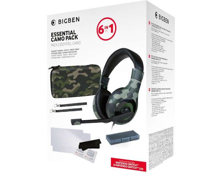 BIGBEN ESSENTIAL PACK 6 IN 1 CAMO (FUNDA/2 PROTEC PANTALLA/HEADSET/CAJA JUEGOS/2 CORREAS) (LITE/OLED