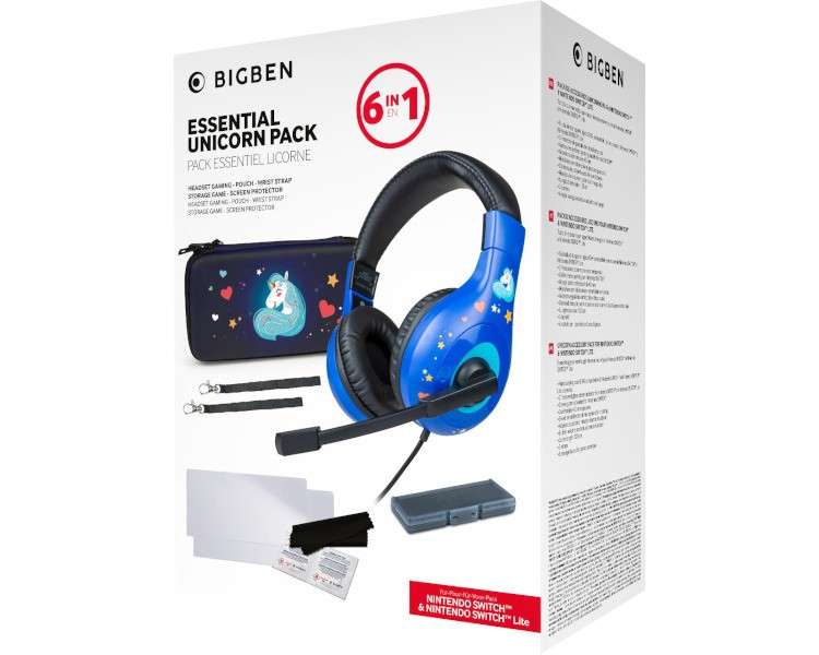 BIGBEN ESSENTIAL UNICORN PACK 6&1(FUNDA/2 PROTEC PANTALLA/HEADSET/CAJA JUEGOS/2 CORREAS) (LITE/OLED)