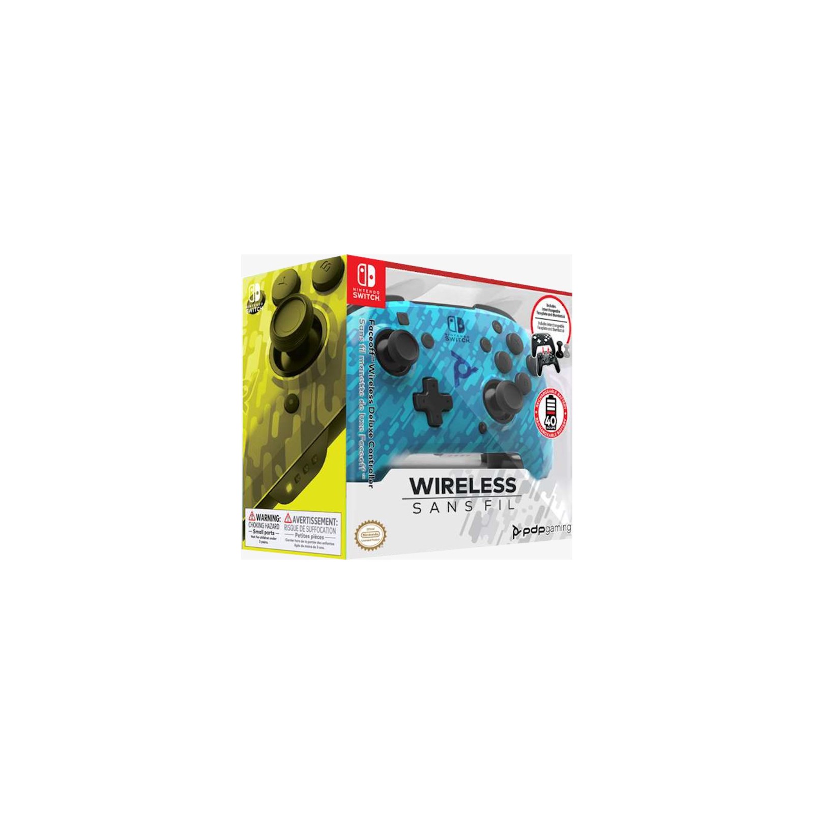 PDP FACEOFF WIRELESS DELUXE CONTROLLER SANS FIL BLUE (AZUL)