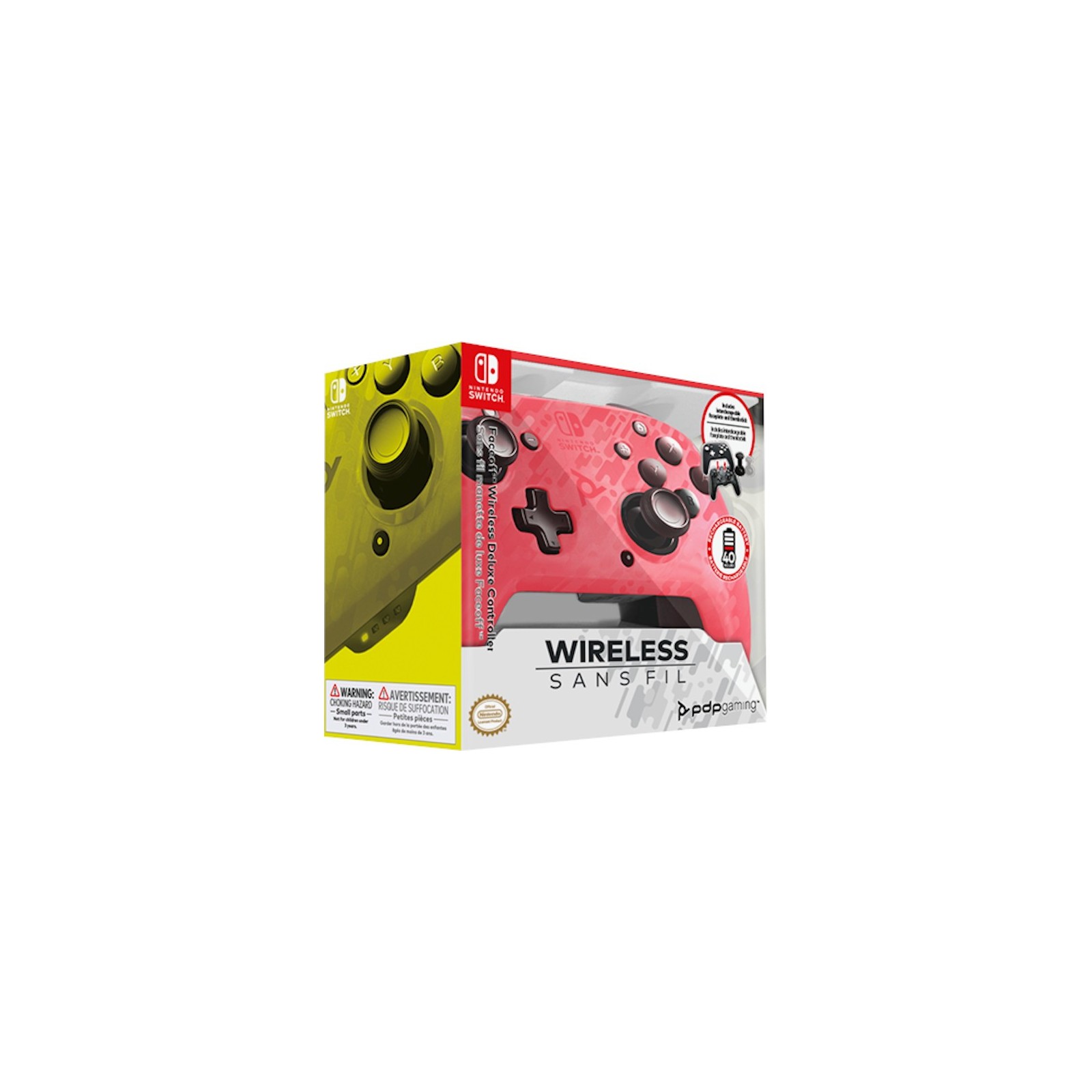 PDP FACEOFF WIRELESS DELUXE CONTROLLER SANS FIL  PINK (ROSA)