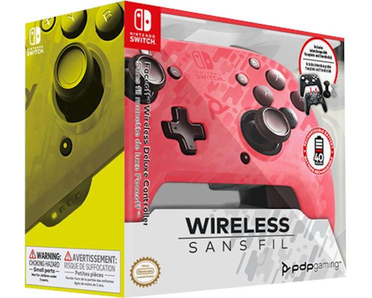 PDP FACEOFF WIRELESS DELUXE CONTROLLER SANS FIL  PINK (ROSA)