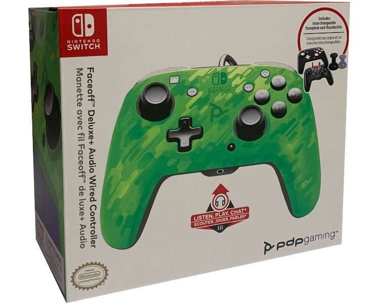 PDP FACEOFF DELUXE + AUDIO WIRED CONTROLLER VERDE CAMO