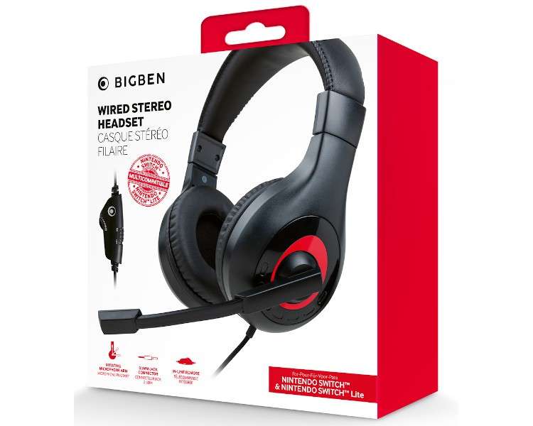 BIGBEN WIRED STEREO HEADSET (NEGRO/ROJO) (LITE)