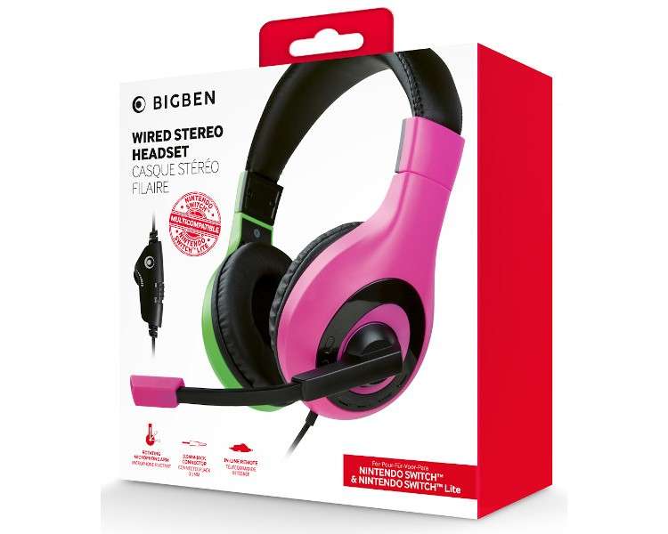 BIGBEN WIRED STEREO HEADSET PINK/GREEN (ROSA/VERDE) (LITE)