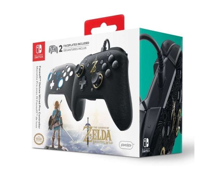 PDP FACEOFF DELUXE WIRED PRO CONTROLLER THE LEGEND OF ZELDA:BREATH OF WILD