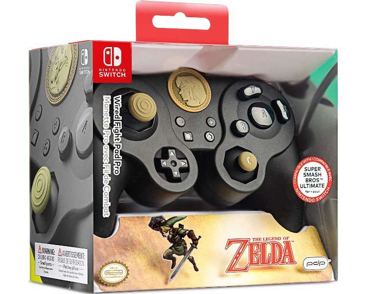 PDP WIRED FIGHT PAD PRO THE LEGEND OF ZELDA (LINK) NEGRO