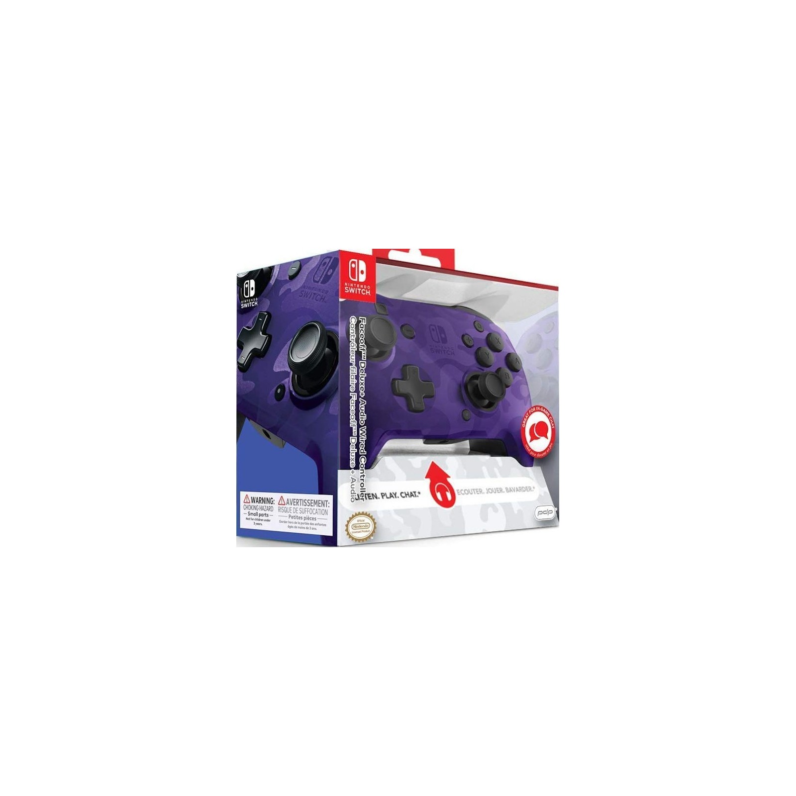 PDP FACEOFF DELUXE + AUDIO WIRED CONTROLLER PURPURA