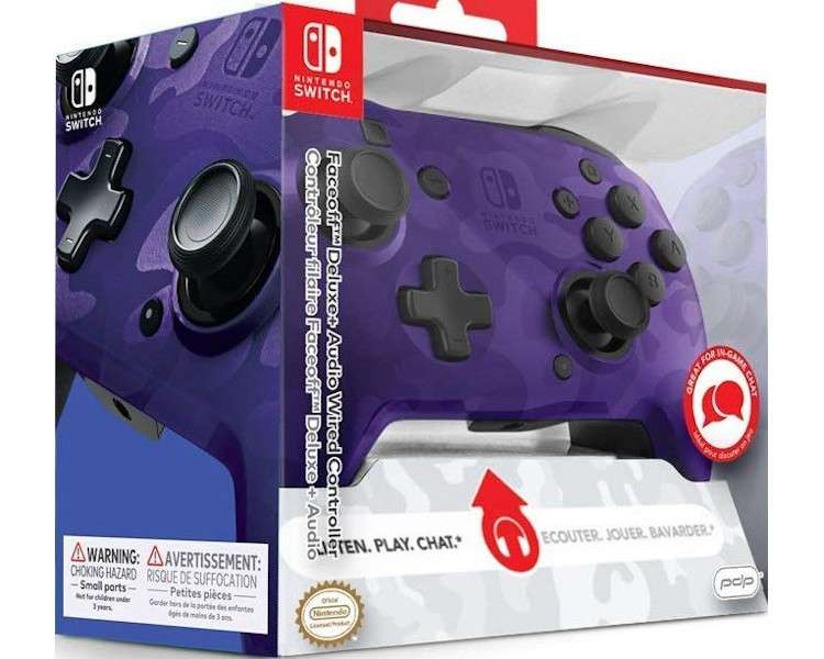 PDP FACEOFF DELUXE + AUDIO WIRED CONTROLLER PURPURA