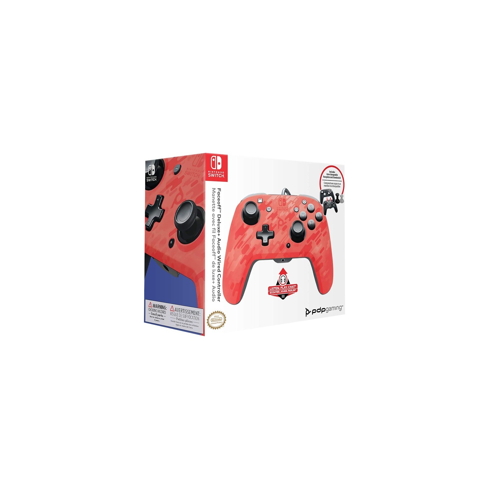 PDP FACEOFF DELUXE + AUDIO WIRED CONTROLLER RED (ROJO)