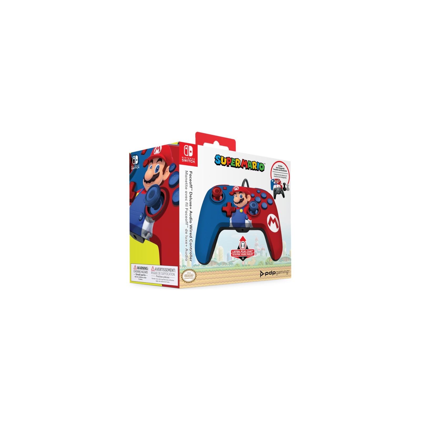 PDP FACEOFF WIRED CONTROL+AUDIO WIRED CONTROLLER  SUPER MARIO BLUE/RED(AZUL/ROJO)