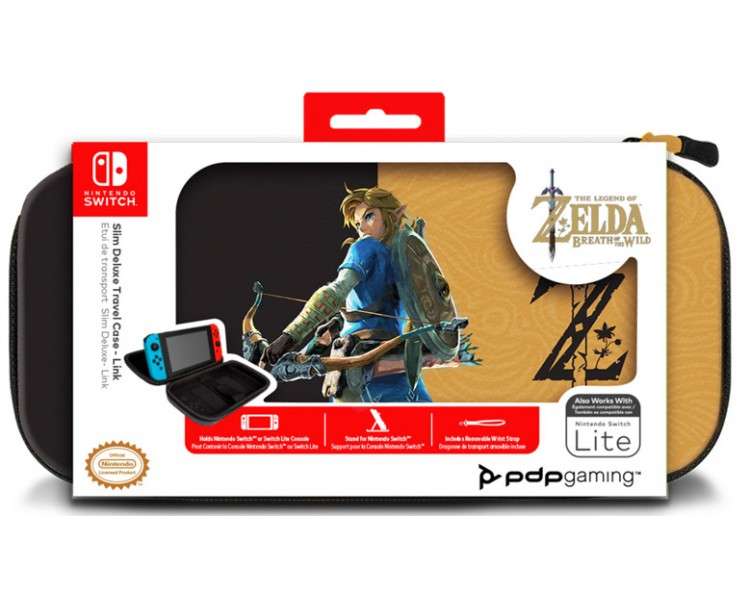 PDP SLIM DELUXE TRAVEL CASE ZELDA BREATH OF THE WILD NEGRO/ORO (LITE)