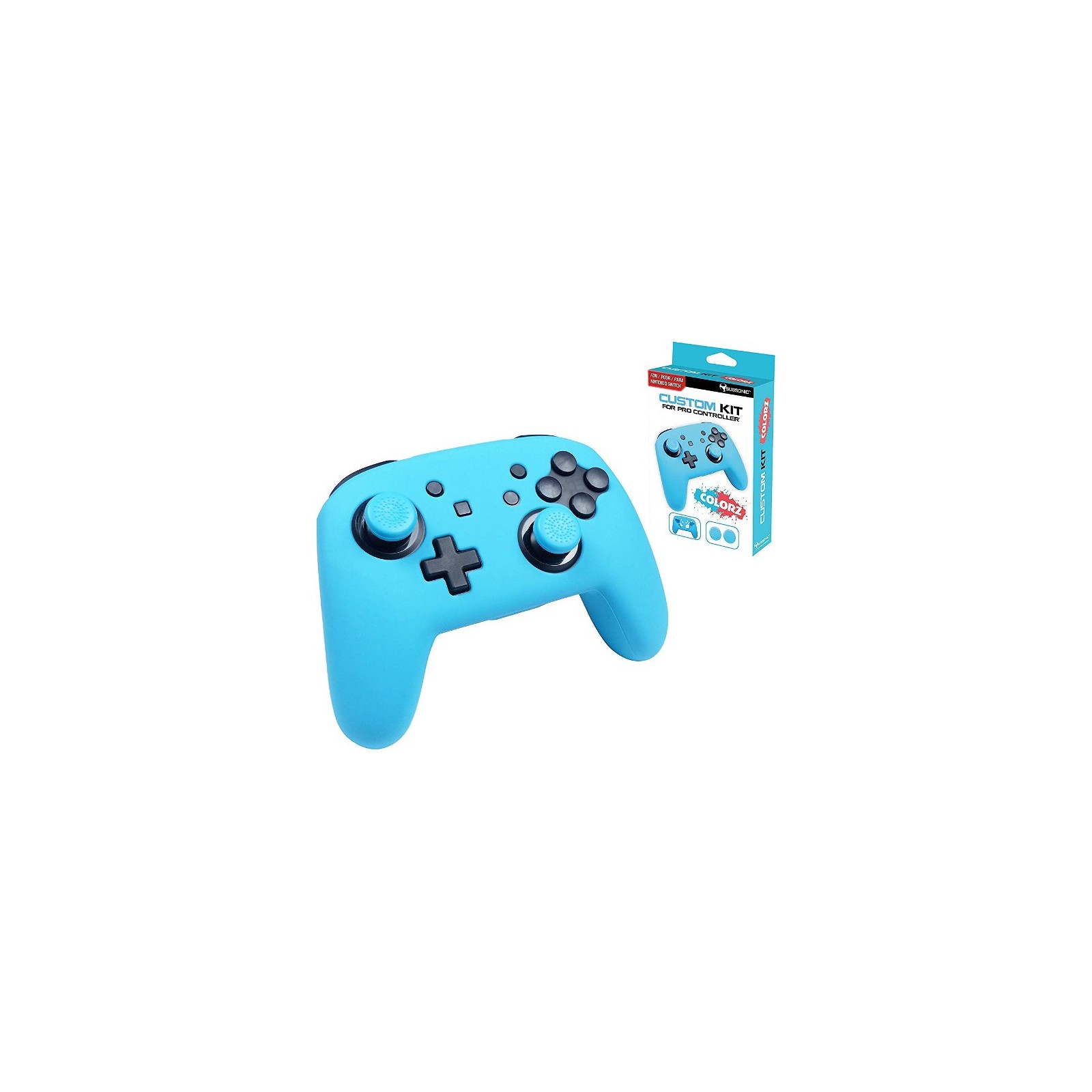 SUBSONIC CUSTOM KIT POUR PRO CONTROLLER (2 FUNDAS SILICONA + 2 GRIPS) AZUL