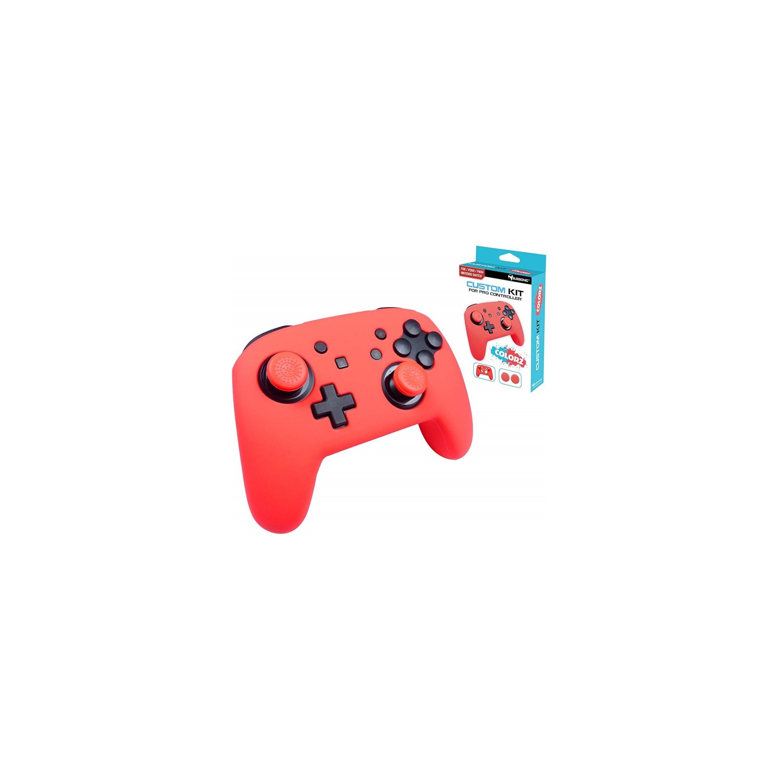 SUBSONIC CUSTOM KIT FOR PRO CONTROLLER  (FUNDA SILICONA + 2 GRIPS) ROJO