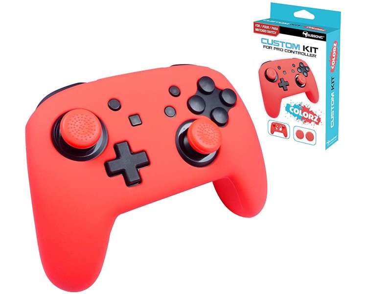 SUBSONIC CUSTOM KIT FOR PRO CONTROLLER  (FUNDA SILICONA + 2 GRIPS) ROJO