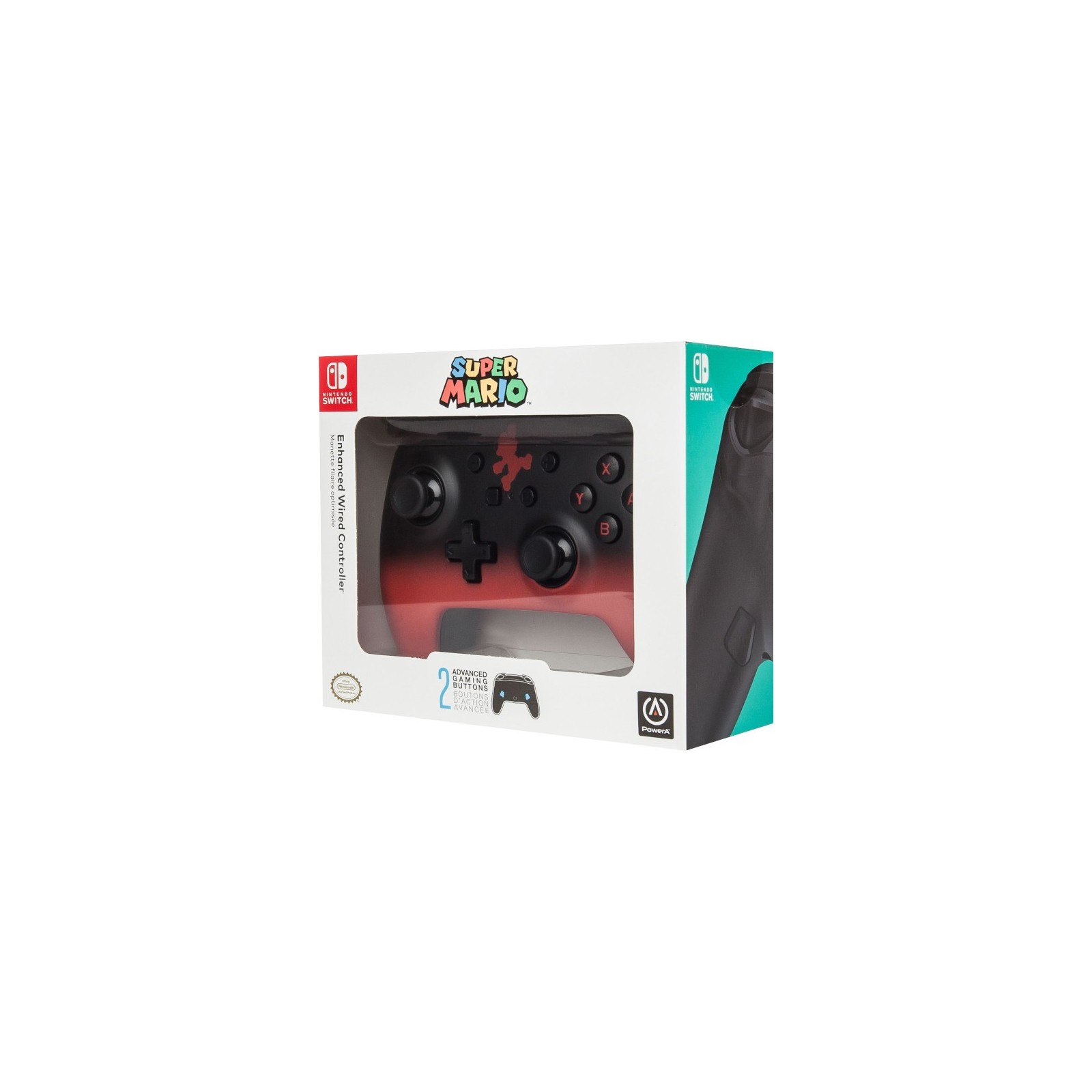 POWER A ENHANCED WIRED CONTROLLER NEGRO Y ROJO SUPER MARIO