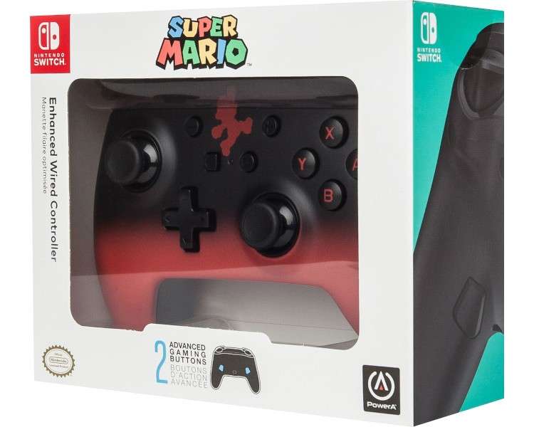 POWER A ENHANCED WIRED CONTROLLER NEGRO Y ROJO SUPER MARIO