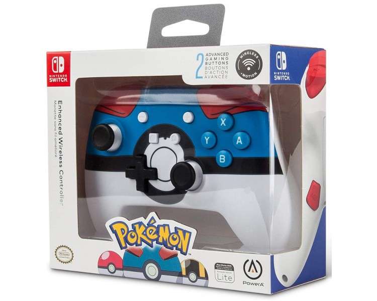 POWER A ENHANCED WIRELESS CONTROLLER POKEMON GREAT BALL BLUE (AZUL)