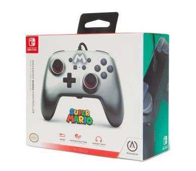 POWER A ENHANCED WIRED CONTROLLER SUPER MARIO SILVER (PLATEADO)