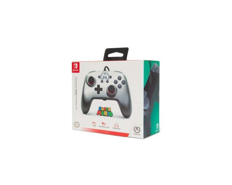 POWER A ENHANCED WIRED CONTROLLER SUPER MARIO SILVER (PLATEADO)