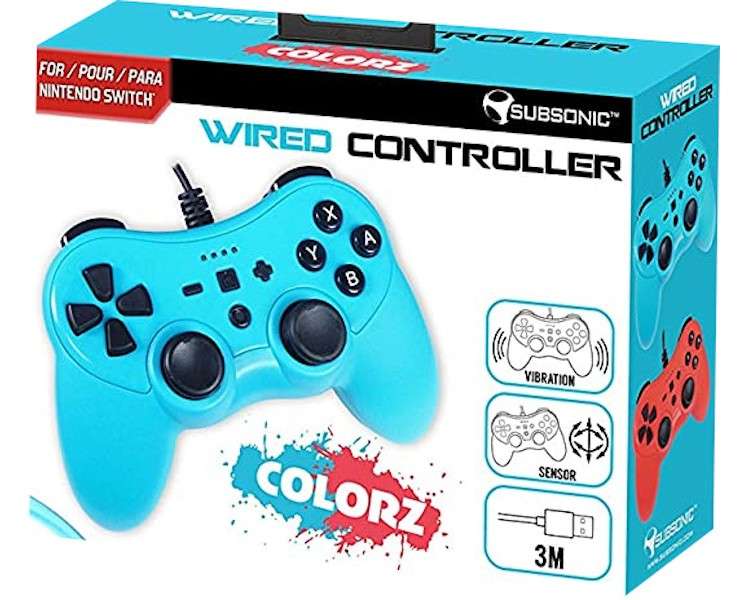 SUBSONIC WIRED CONTROLLER COLORZ NEON BLUE