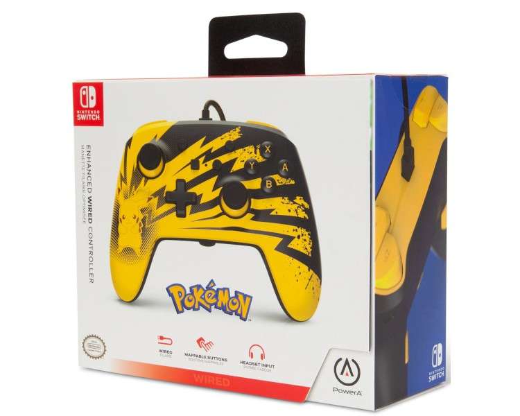 POWER A ENHANCED WIRED CONTROLLER POKEMON PIKACHU LIGHTNING (AMARILLO/NEGRO)