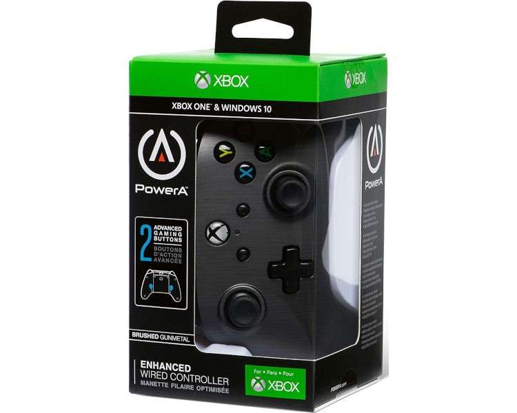 POWER A WIRED CONTROLLER ENHANCED BRUSHED GUNMETAL (XBOX ONE/WINDOWS 10)