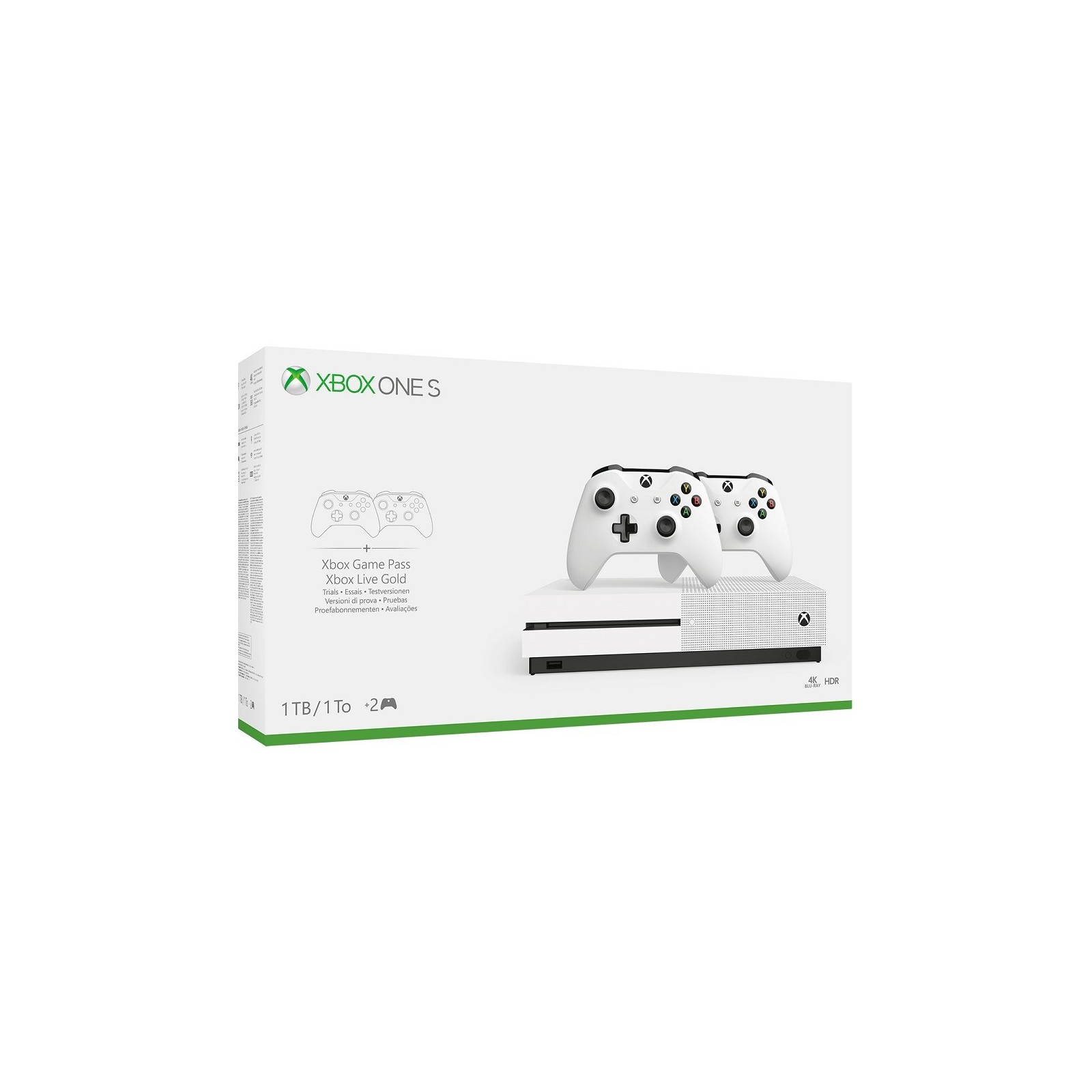 1 TB/TO XB ONE S BLANCA+2 MANDOS WIRELESS +1 MES XBOX LIVE GOLD