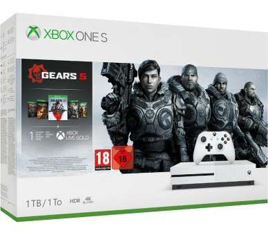 1 TB/TO XB ONE S BLANCA  + GEARS OF WAR 5 +1 MES XBOX LIVE GOLD