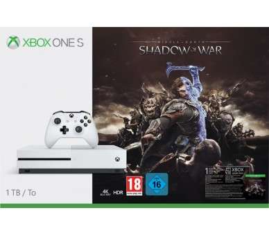 1 TB/TO XB ONE S BLANCA + SOMBRAS DE GUERRA (SHADOW OF WAR) +1 MES XBOX LIVE GOLD