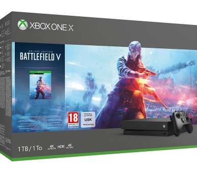 1 TB XB ONE X NEGRA 4K ULTRA HDR + BATTLEFIELD V +BATTLEFIELD 1943 + GAME PASS 1 MES