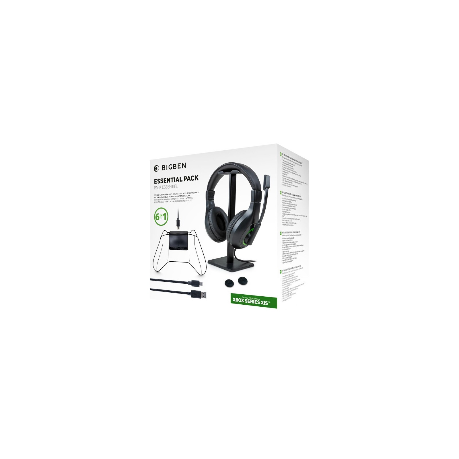 BIGBEN ESSENTIAL PACK 5 IN 1 (HEADSET/STAND HEADSET BATERIA RECARGABLE/CABLE USB 3M/GRIPS)