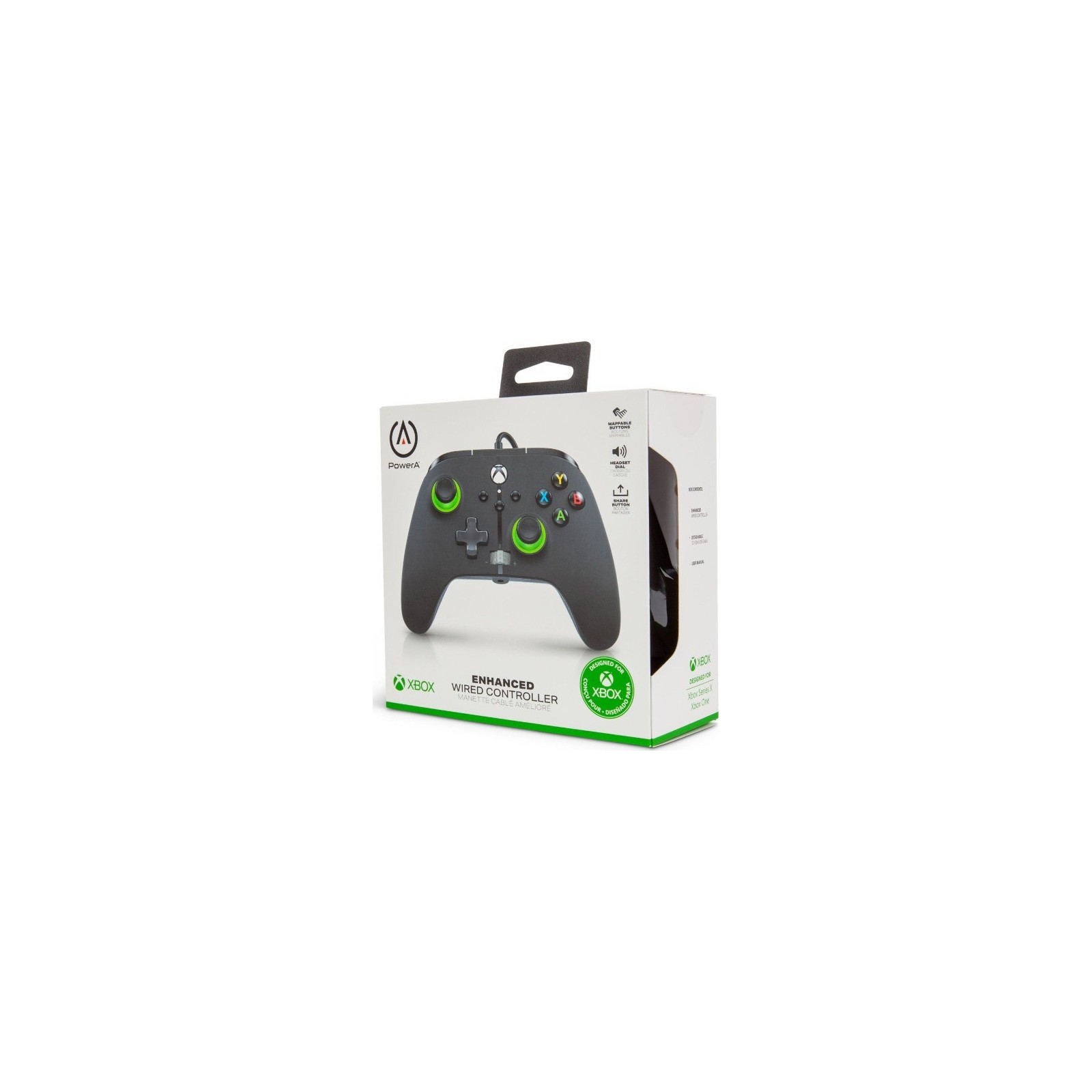 POWER A ENHANCED WIRED CONTROLLER BLACK/GREEN (NEGRO/VERDE) (XBONE/PC)